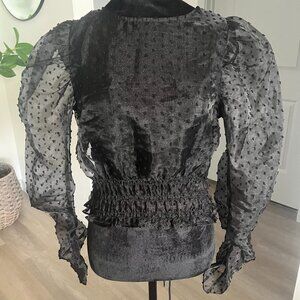 HM Divided Sheer Womens Top W/Bralette Sz S Dark Bohemian Witchy Whimsygoth